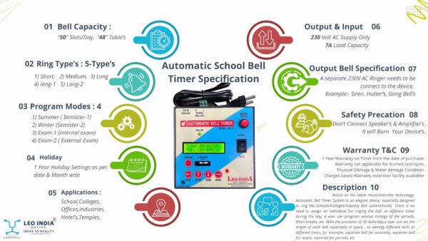 Automatic School Bell Timer & Gong Bell 9 inch (combo) - Image 4